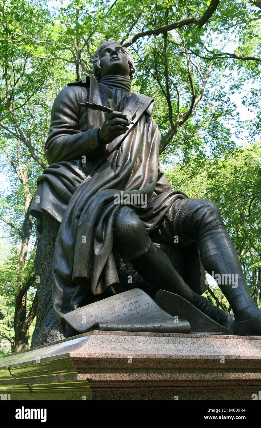 Estatua de Robert Burns, el Central Park, Manhattan, Ciudad de Nueva York, Estado de Nueva York, EE.UU.. Foto de stock