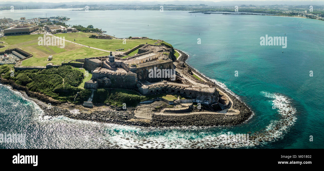 Vista panorámica aérea de El Morro en San Juan, Puerto Rico Fotografía