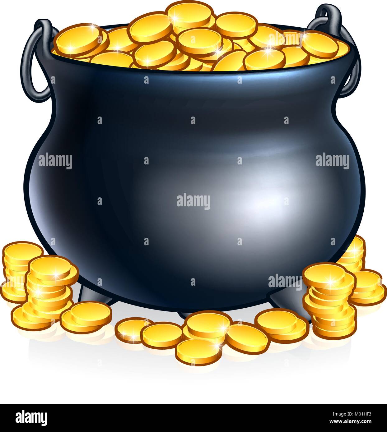 Caldero de monedas de oro Ilustración del Vector