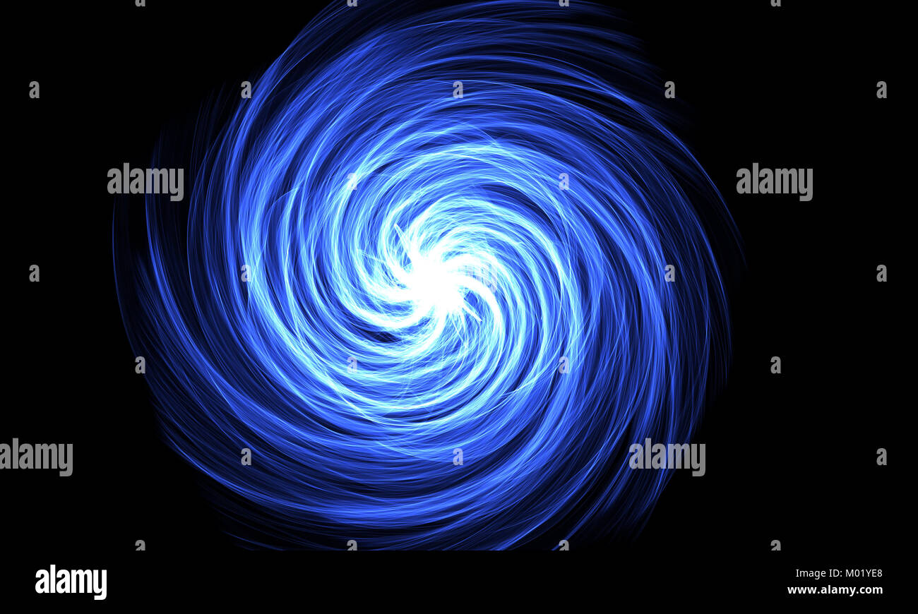 Absract azul en espiral. Fondo oscuro. Llama la serie espiral Foto de stock