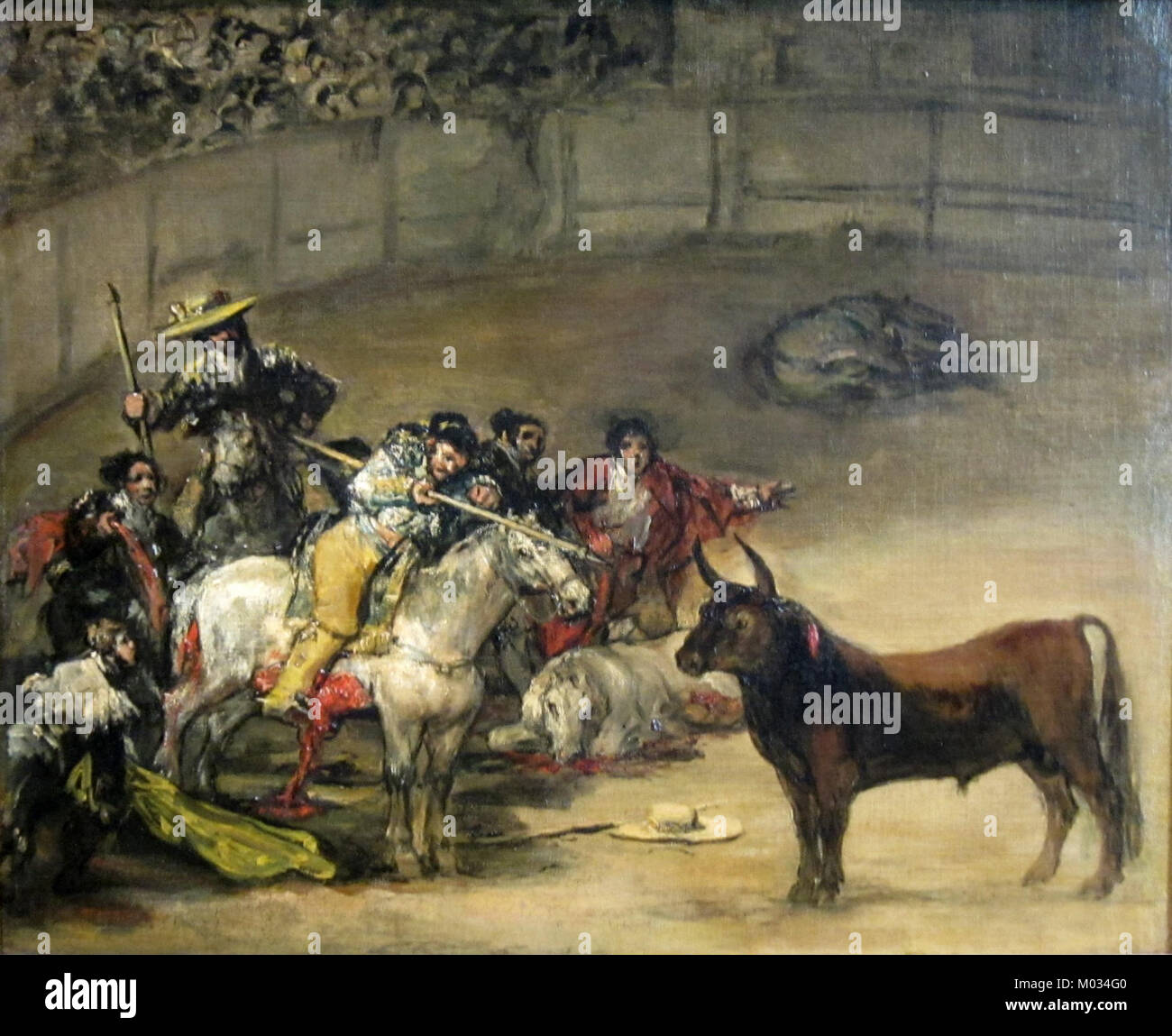 Corrida de toros, suerte de varas de Francisco de Goya, 1824, el Getty Center Foto de stock