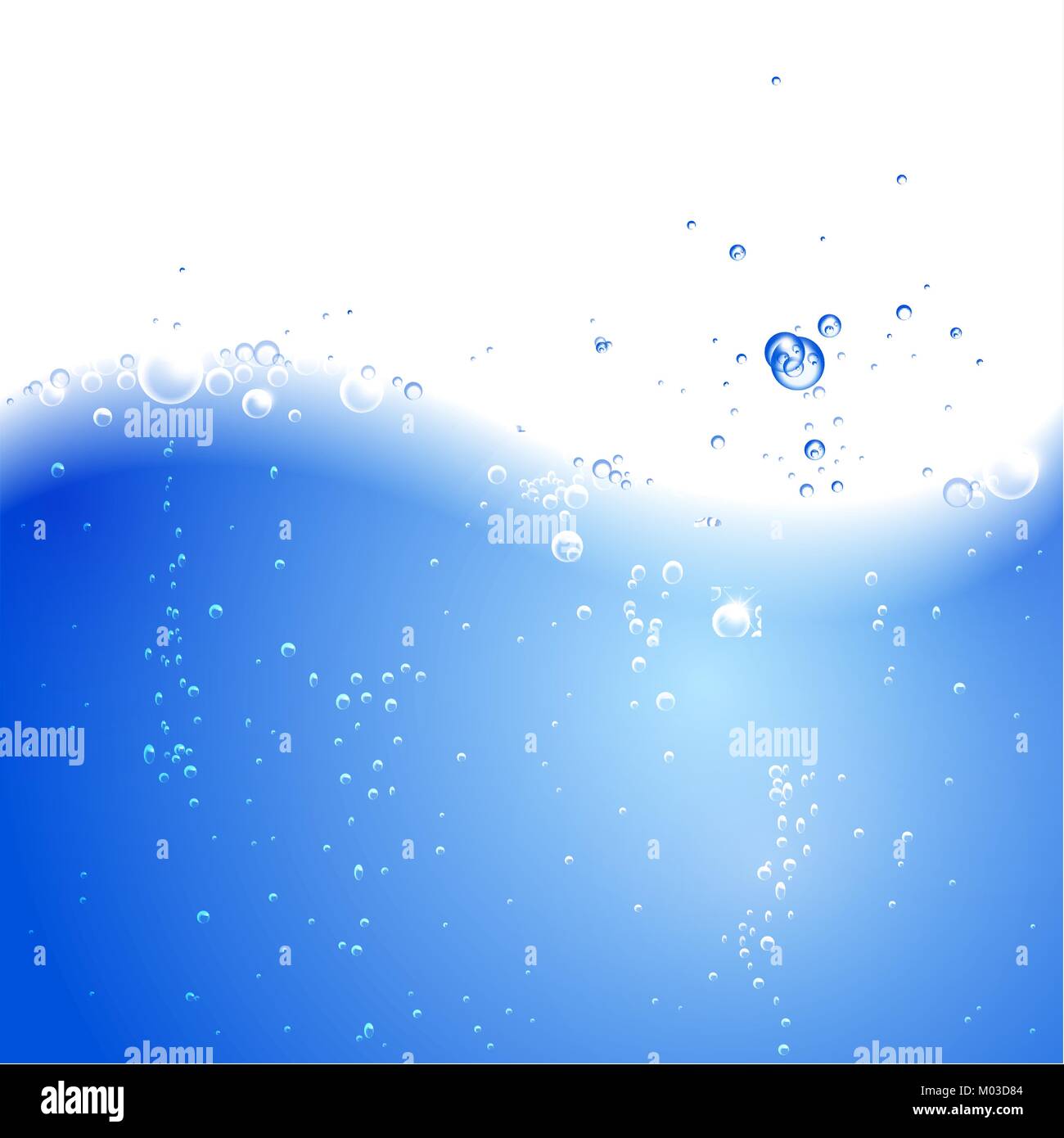 El agua con burbujas y salpicaduras. Ilustración del Vector