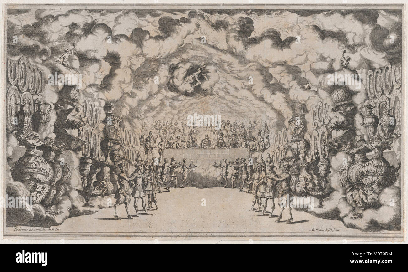 Reino de Jove con el banquete de los dioses; la escenografía de 'Il Pomo D'Oro" cumplía DP874682 Foto de stock
