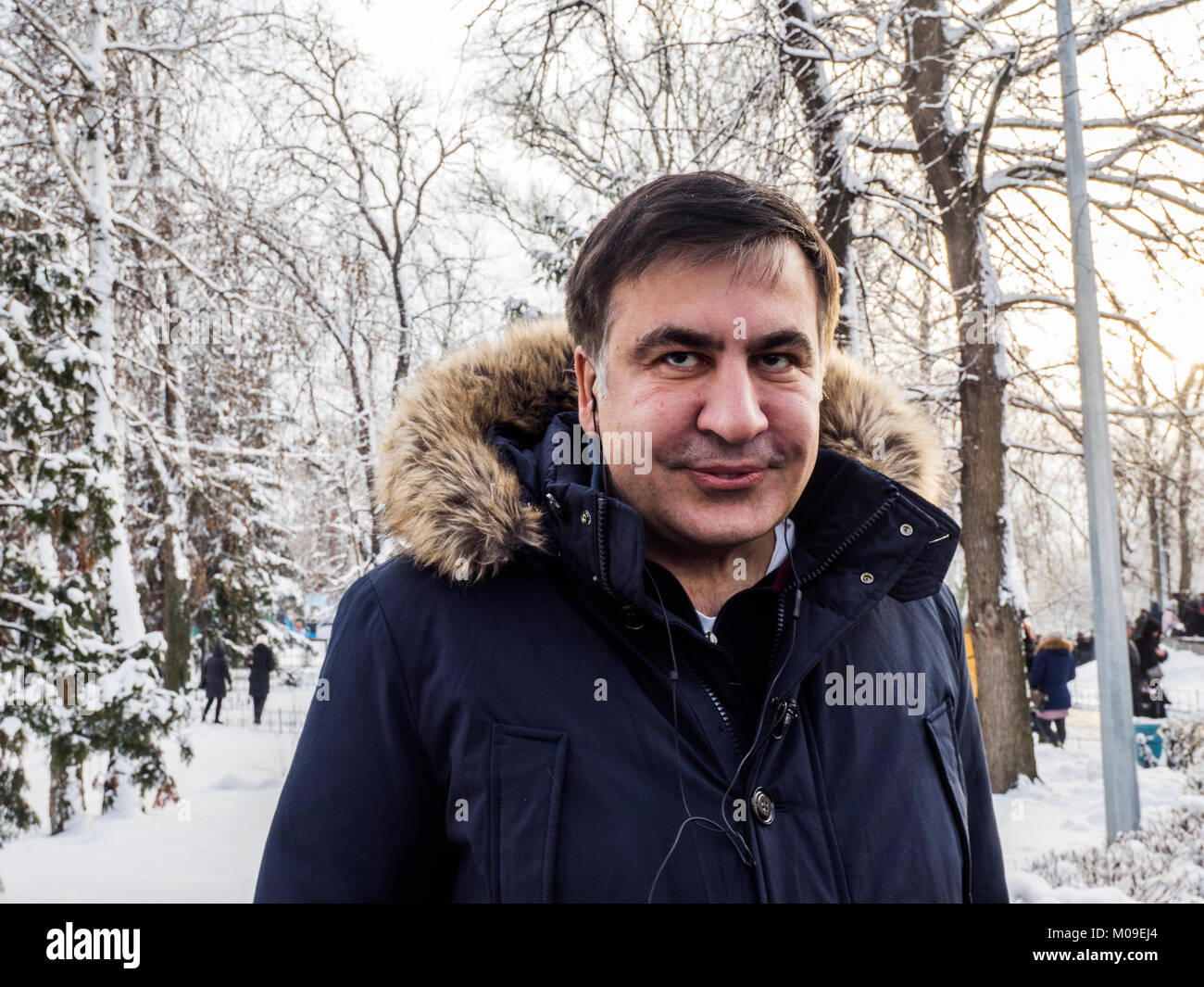 Kiev, Ucrania. 19 ene, 2018. Ex presidente georgiano Mijail Saakashvili cree que el Tribunal Administrativo de Apelación de Kiev puede privarlo de fundamentos legales para permanecer en territorio ucraniano tan temprano como el 22 de enero. Dijo esto después de que el Tribunal aplazó la reunión programada para el 19 de enero. Saakashvili teme que será deportado el martes. Crédito: Igor Golovnov/Alamy Live News Foto de stock