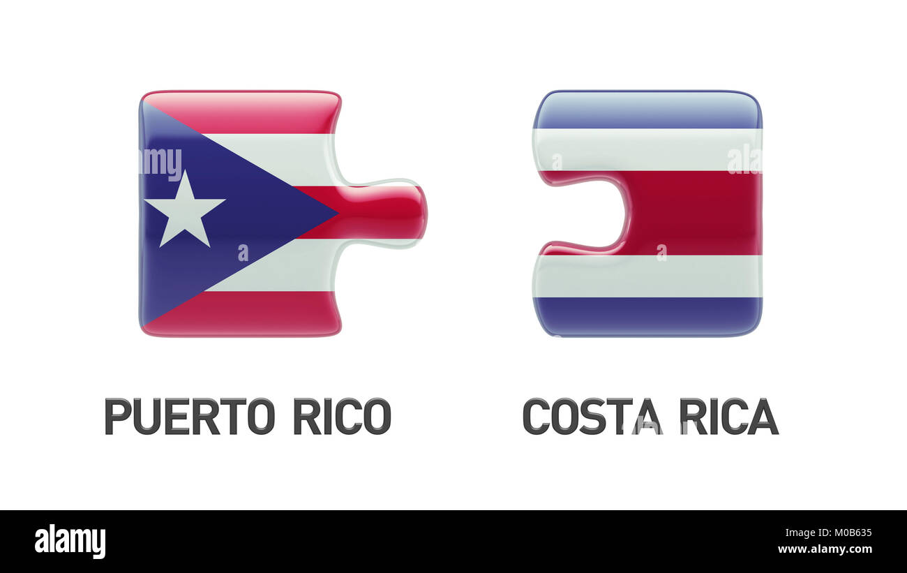 Puerto Rico Costa Rica concepto rompecabezas de alta resolución Fotografía  de stock - Alamy