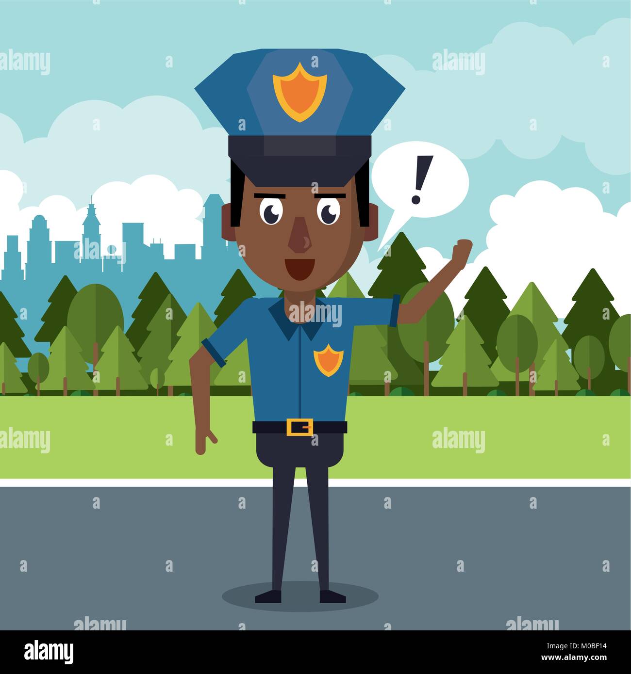 Policía en la ciudad de dibujos animados Imagen Vector de stock - Alamy