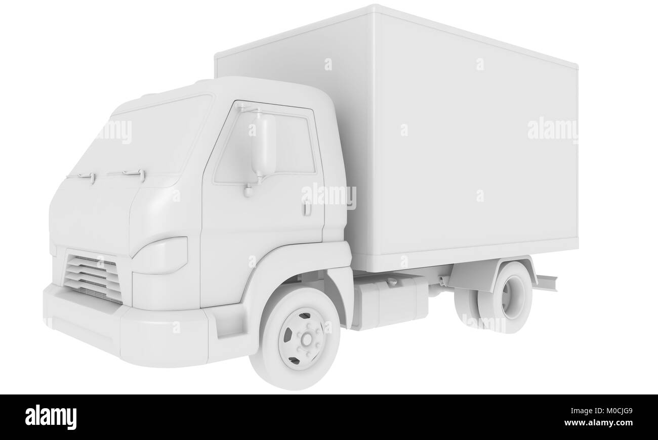 Camión de carga aislado en blanco. Ilustración 3D Foto de stock