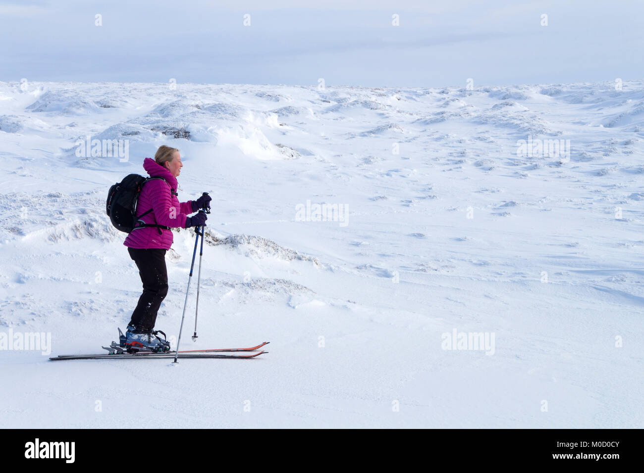 Asiento Burnhope, Cumbria, Reino Unido. Sábado 20 de enero de 2018. El clima del Reino Unido. Después de varios días de nieve y fuertes vientos, los esquiadores se disfrutan de unas grandes condiciones de nieve en Los Peninos del Norte hoy. Crédito: David Forster/Alamy Live News Foto de stock