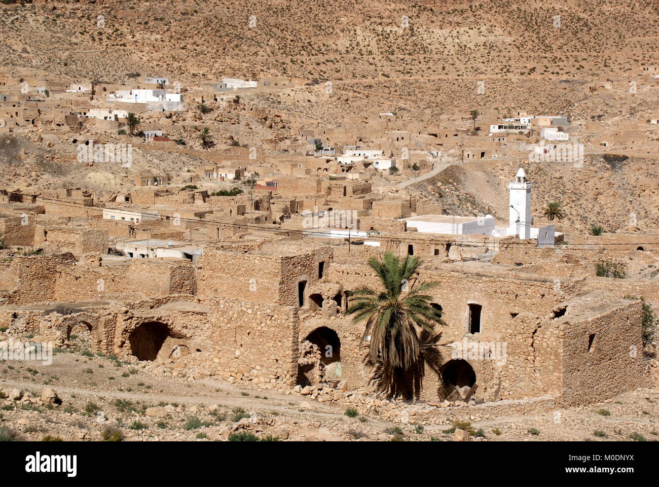 Pueblo de montaña bereberes de Toujane, distrito de Gabes, Túnez Foto de stock