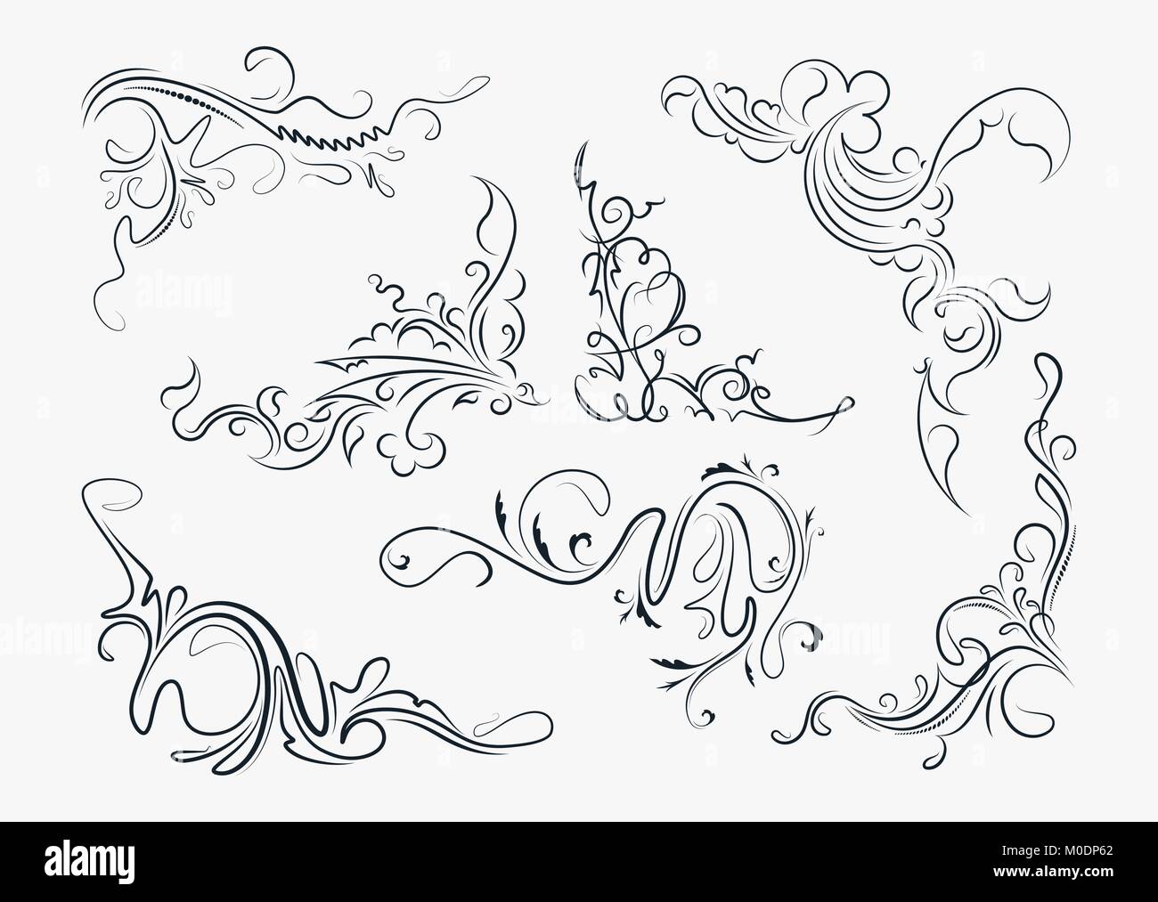 Conjunto de siete elegantes elementos decorativos - vintage rincones para  su diseño o tatuaje Imagen Vector de stock - Alamy