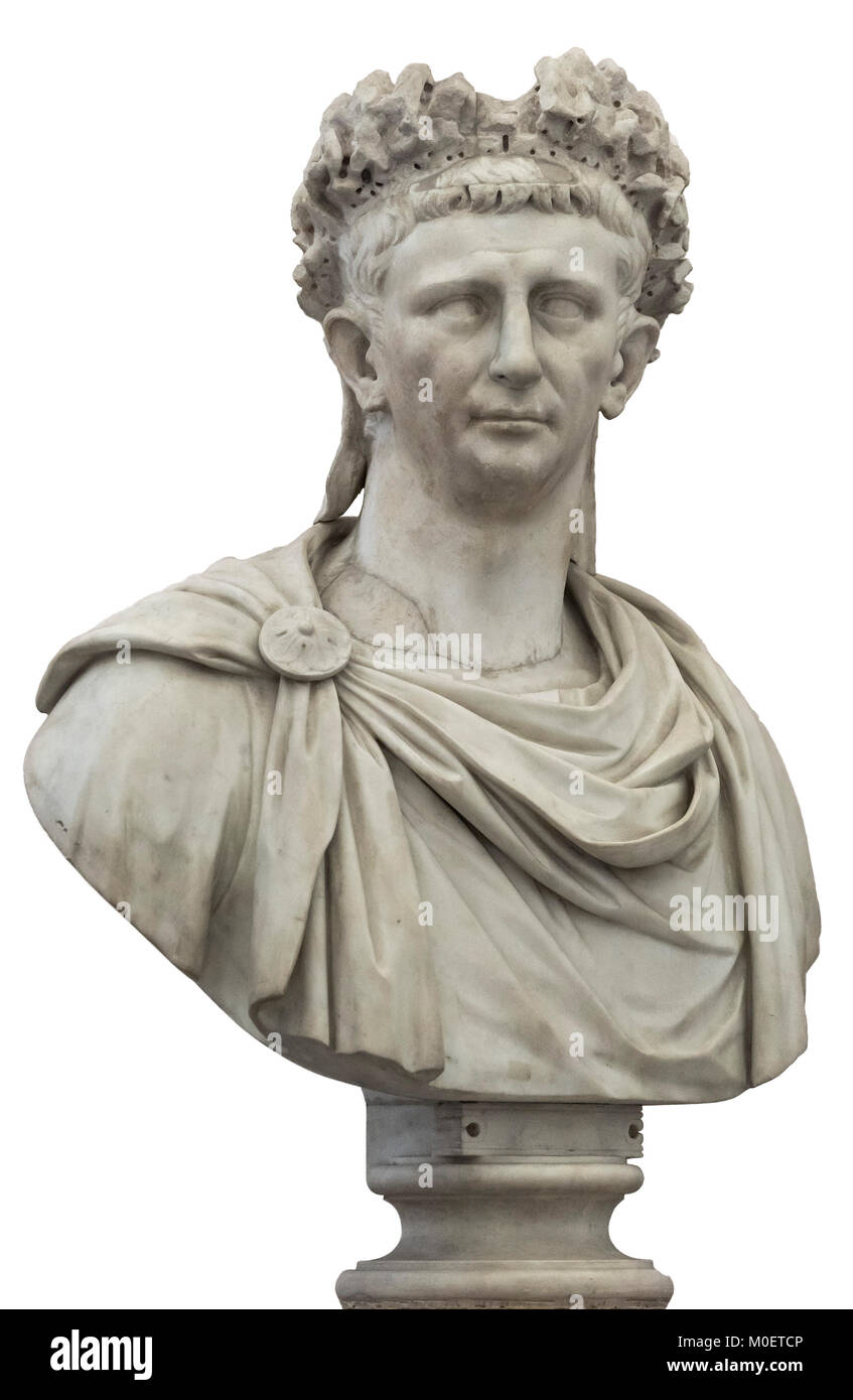 Nápoles. Italia. Retrato busto de mármol del emperador romano Claudio. El Museo Archeologico Nazionale di Napoli. Museo Arqueológico Nacional de Nápoles. Foto de stock