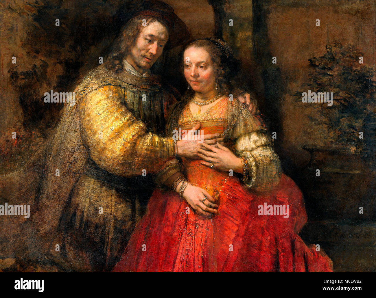 La novia judía - Retrato de una pareja como figuras del Antiguo Testamento - Rembrandt van Rijn Foto de stock