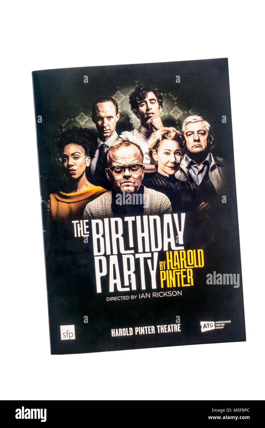 Programa para el 2018 la producción de la fiesta de cumpleaños de Harold Pinter en el teatro de Harold Pinter, Londres. Foto de stock