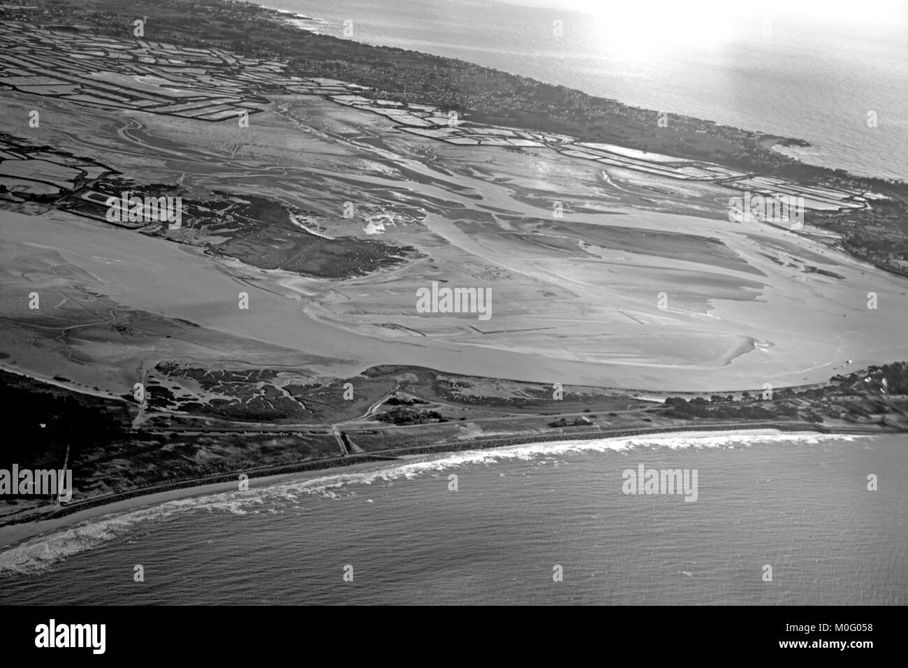 Vista aérea de la costa atlántica y marsh Foto de stock