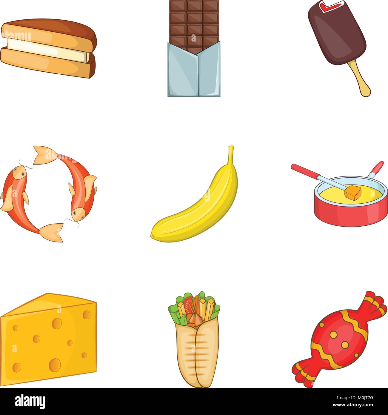 Iconos de alimentos dulces, estilo de dibujos animados Imagen Vector de  stock - Alamy