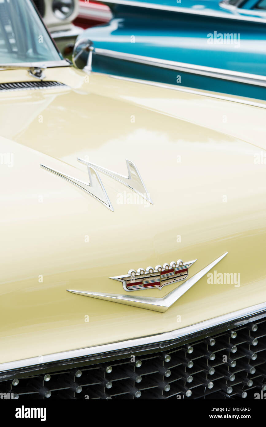 1958 Cadillac ornamento detalle. Coches clásicos Americanos Foto de stock