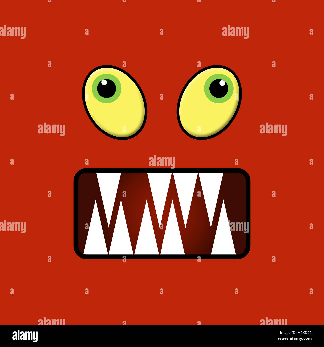 Gracioso monstruo cara con ojos amarillos y dientes rotos. Diseño gráfico para  niños, relacionados con Halloween Fotografía de stock - Alamy
