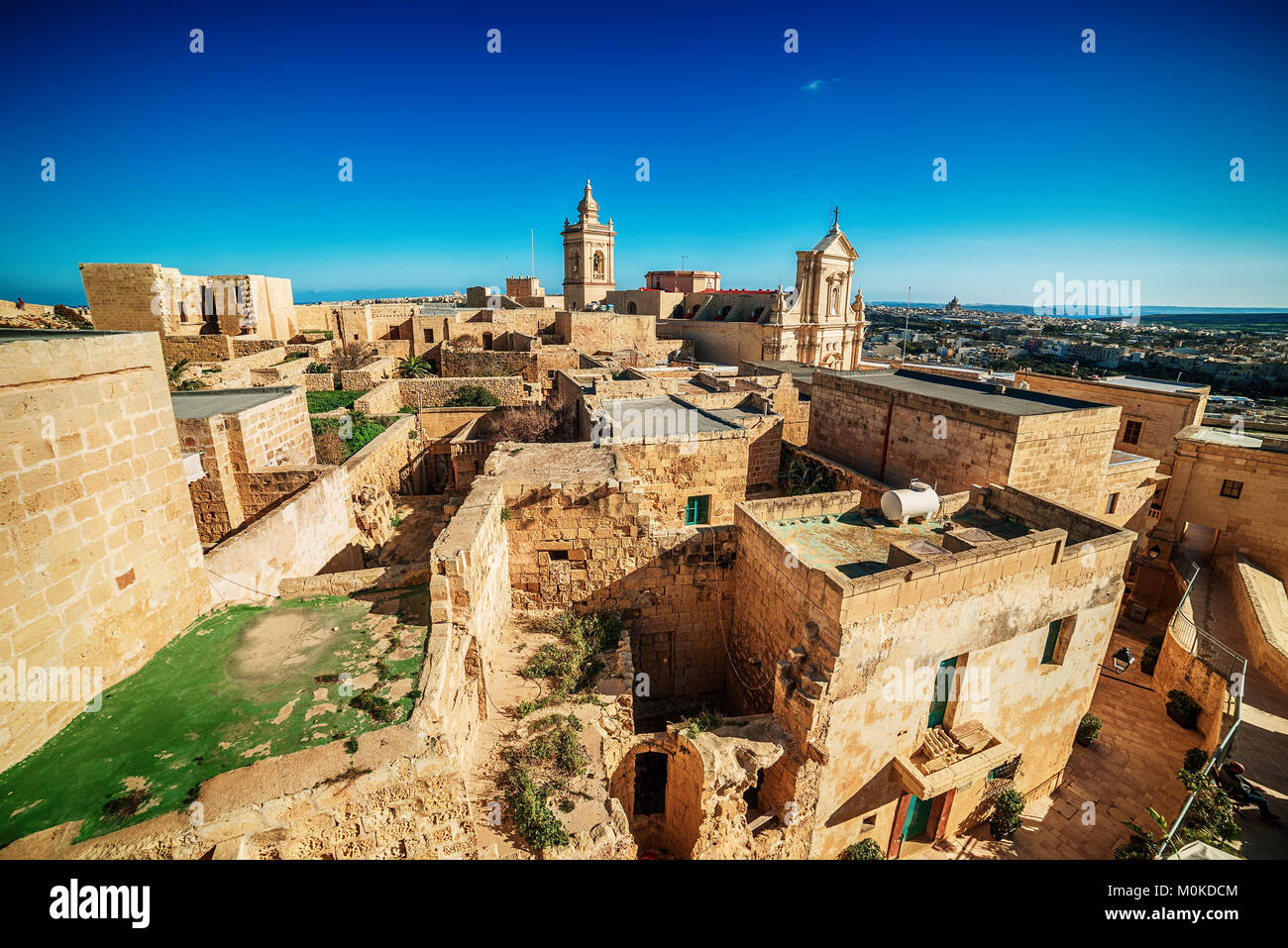 Isla Victoria, Gozo, Malta: Vista aérea de la Cittadella Foto de stock