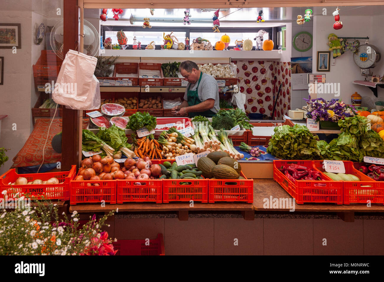 Hortalizas para la venta en Mahón, Menorca, Islas Baleares, España Foto de stock