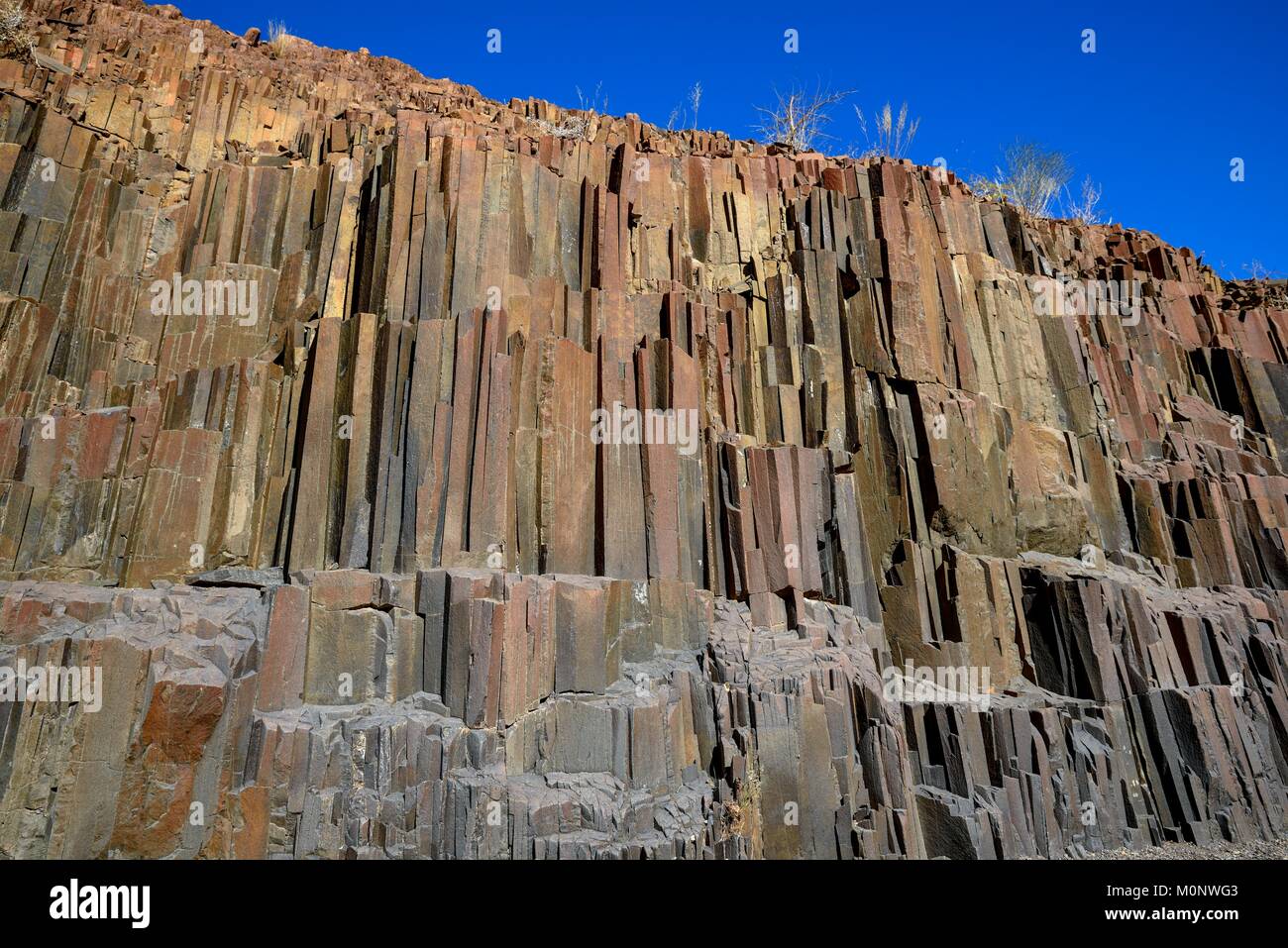 Columnas de basalto,órgano de tubos hechos de basalto,cerca de Twyfelfontein,región Kunene,Namibia Foto de stock