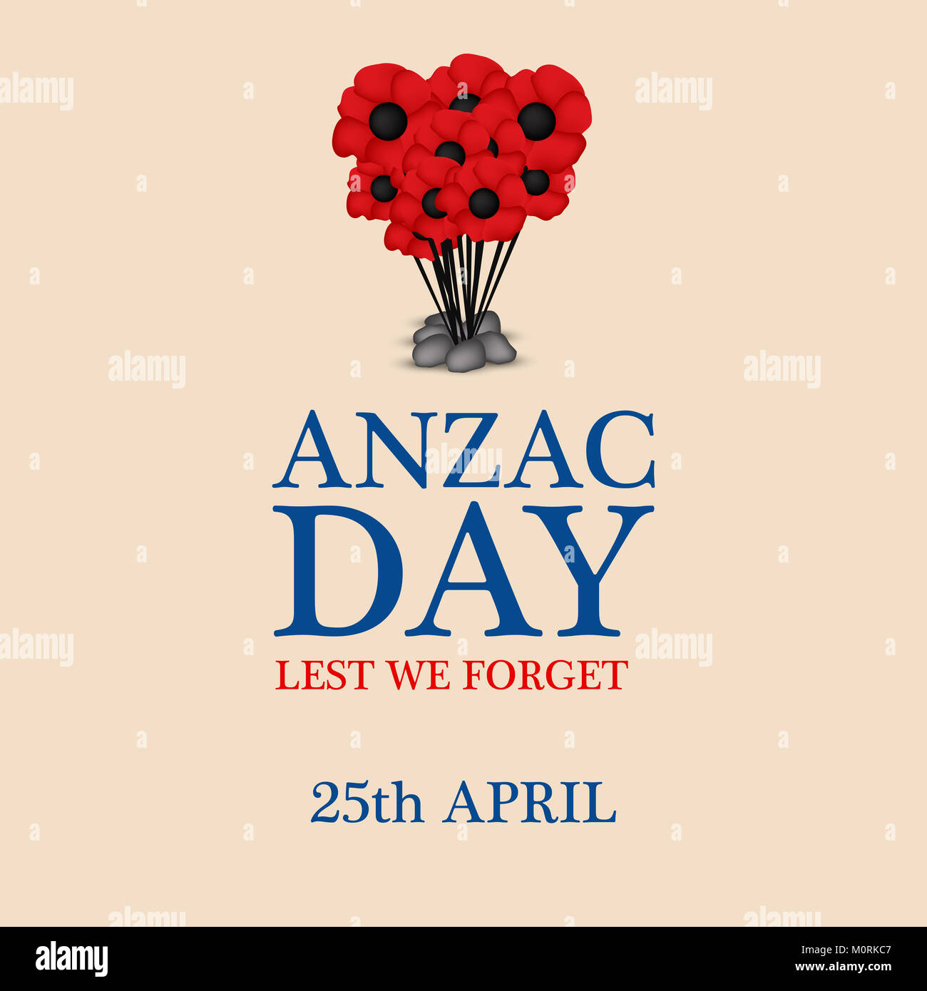 Ilustración del fondo del día de Anzac. El día de Anzac es un día nacional de recuerdo en Australia y Nueva Zelanda Foto de stock