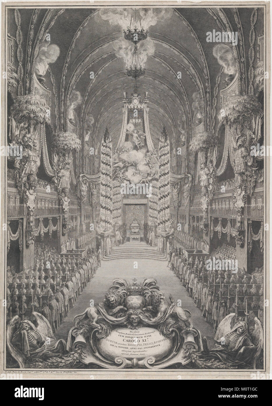 Catafalco de Carlos XI, Rey de Suecia, la Iglesia Riddarholm, Estocolmo se reunió DP875174 Foto de stock