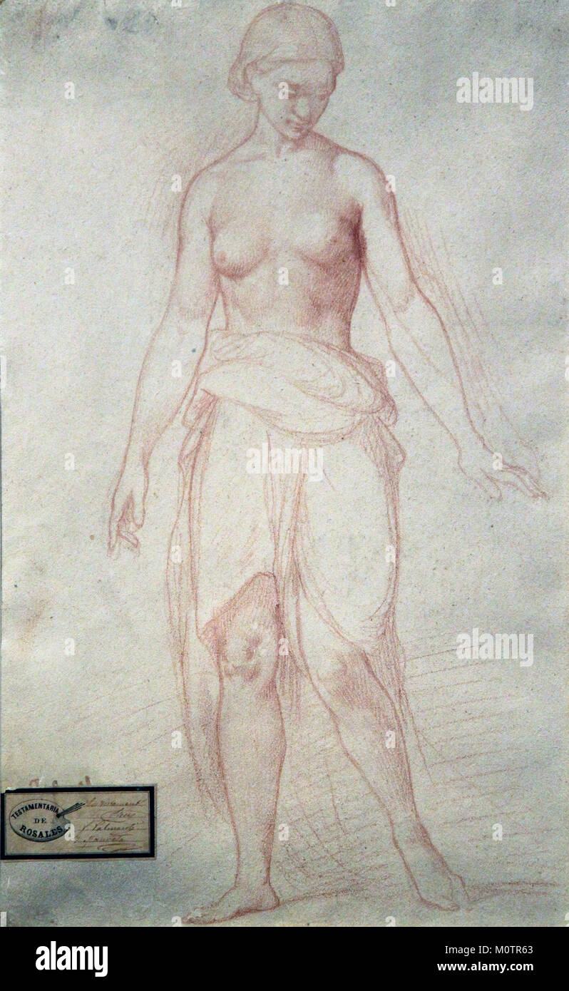 Estudio de una figura femenina 1838 por Eduardo Rosales Gallina 1836-1873.pintor español Foto de stock