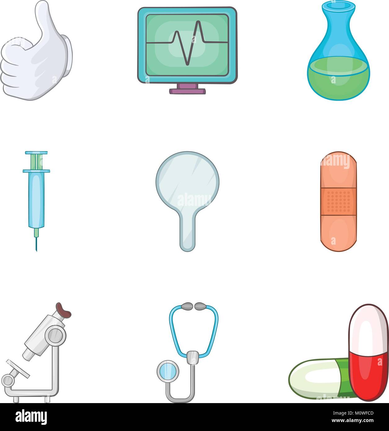 Seguimiento conjunto de iconos de salud, estilo de dibujos animados Imagen  Vector de stock - Alamy
