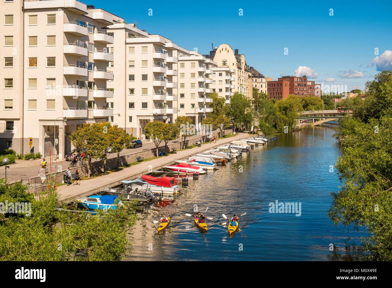Estocolmo,Suecia, distrito de Norrmalm, a lo largo de la Sjo Klara Canal Foto de stock