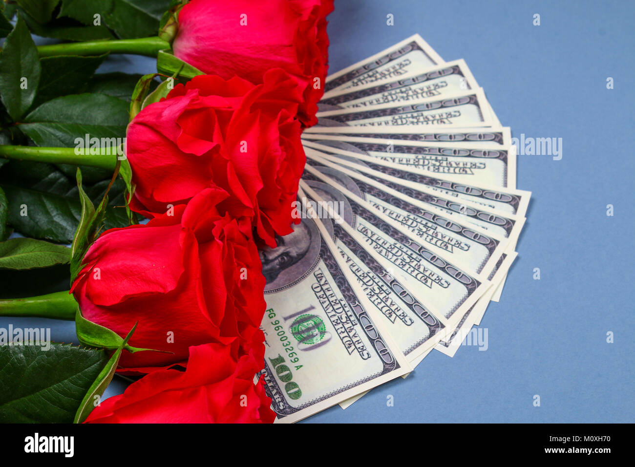 Rosas rosas con billetes de dólar en vez de un regalo. Plantilla para el 8  de marzo, Día de la Madre, Día de San Valentín Fotografía de stock - Alamy