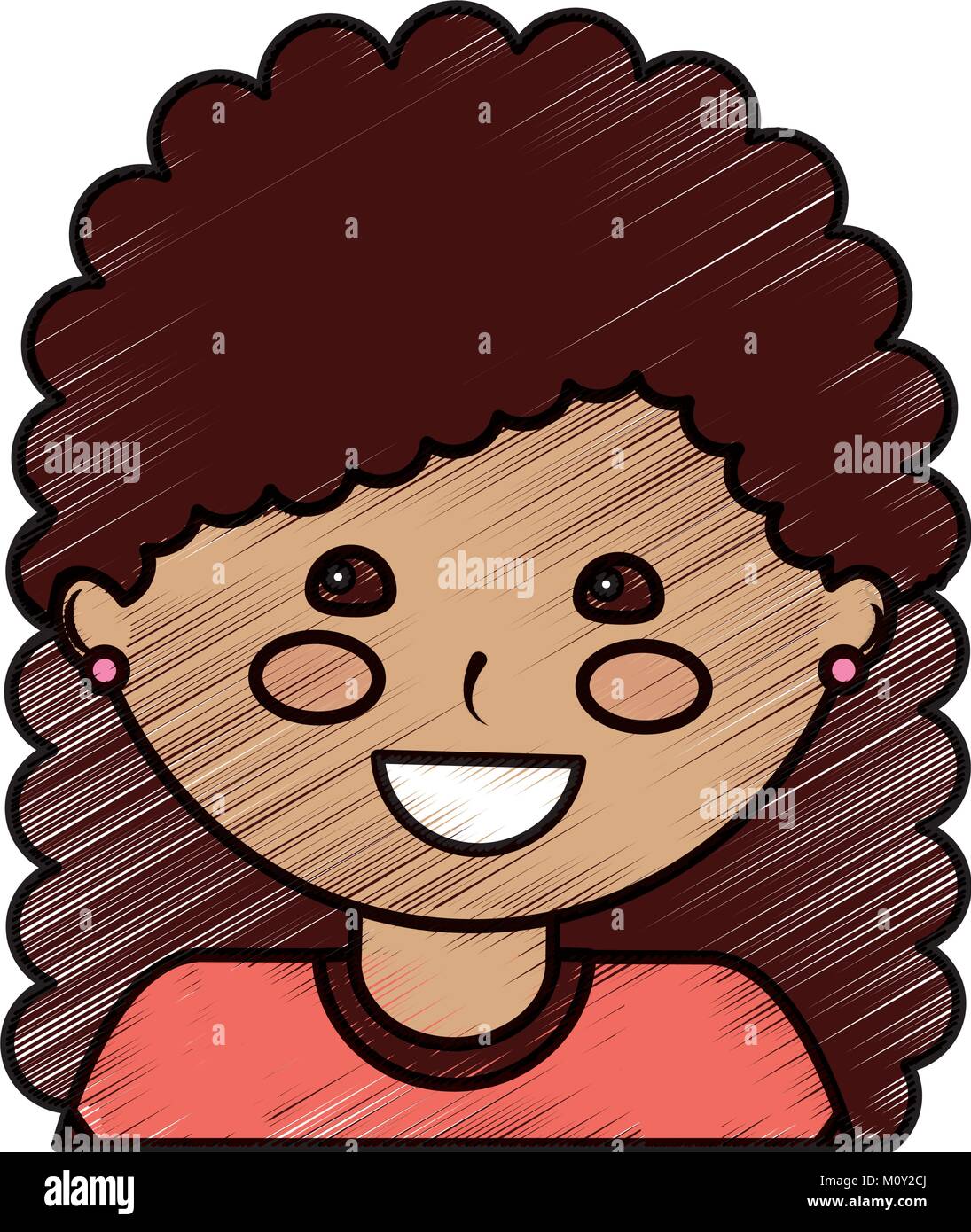 Feliz chica con pelo rizado kid niño imagen de icono Imagen Vector de stock  - Alamy