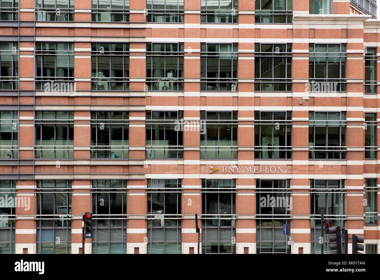 Detalle del BNY Mellon, edificio de oficinas en Londres Foto de stock