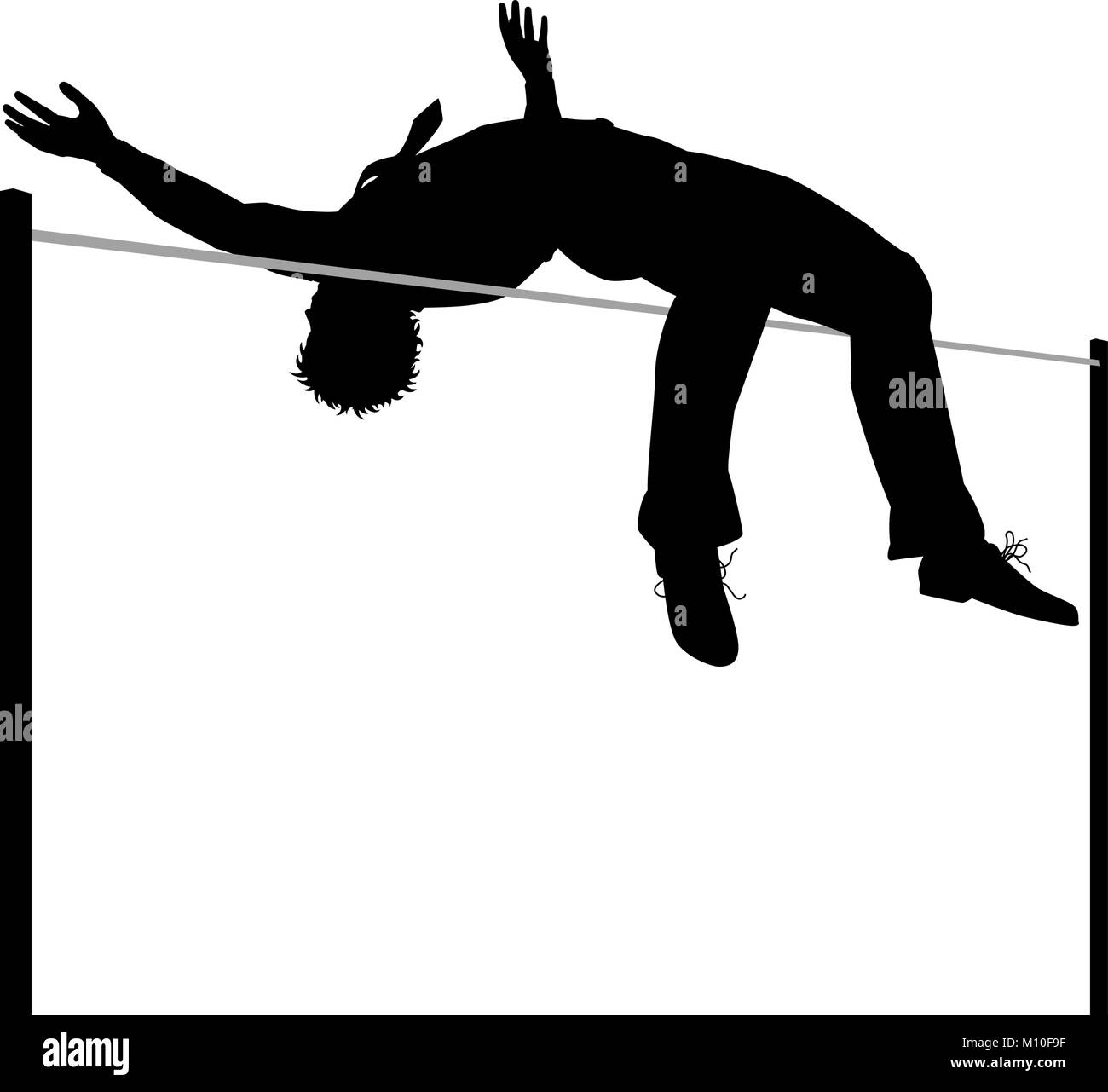 Silueta ilustración vectorial editable de un empresario borrar un salto de altura Ilustración del Vector