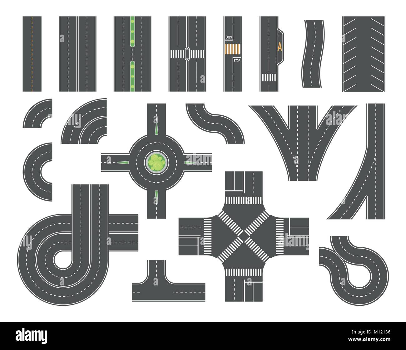 Road MAP Toolkit - conjunto de la moderna ciudad de elementos vectoriales Ilustración del Vector