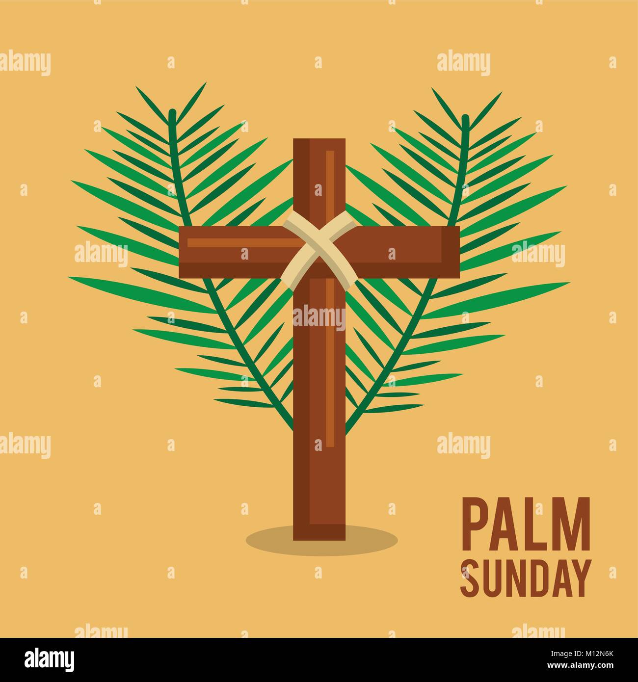 El domingo de Ramos, ramas texto con cruzar la celebración de la PASCUA  Imagen Vector de stock - Alamy