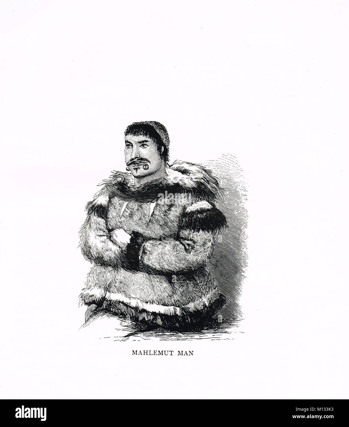 Hombre Mahlemut, nativos de Alaska, conocido hoy como pueblo y Kobuk Kuuvangmiut Foto de stock