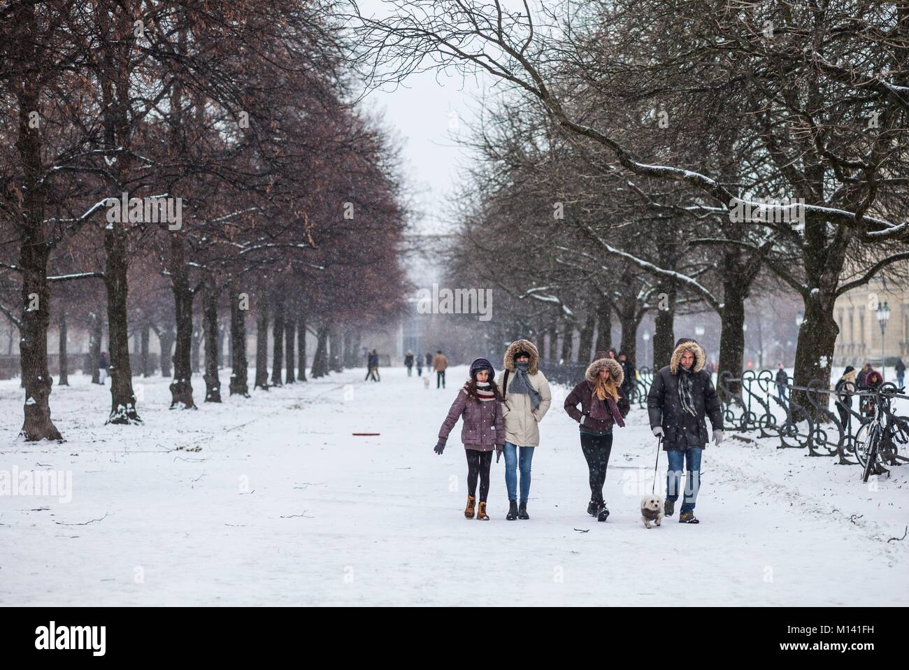 Alemania, Baviera, Munich, el Hofgarten Park, primeras nieves Foto de stock