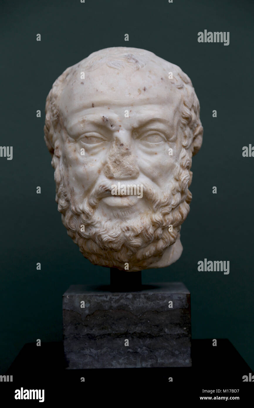 El filósofo griego Sócrates.(469-399 AC.), el Mármol. Copia romana de un original griego del siglo 3. NY Carlsberg Glyptotek. Copenhague. Foto de stock