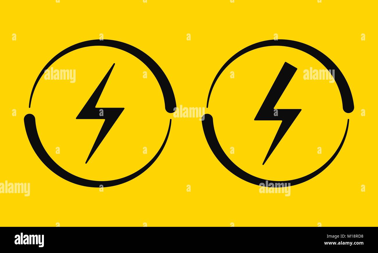 Señales eléctricas. Ilustración vectorial de energía eléctrica símbolo en  negro y sobre fondo amarillo. La circulación de corriente Imagen Vector de  stock - Alamy