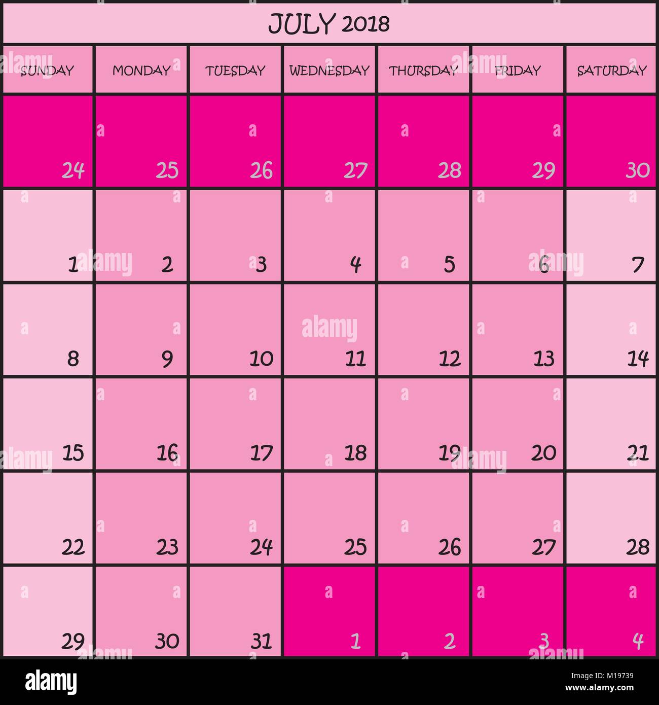 calendario de julio 2018