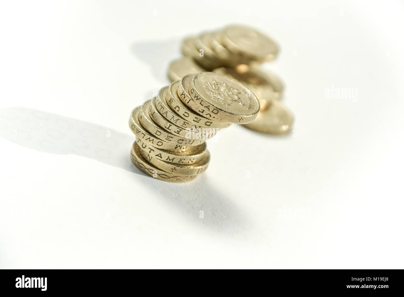 Monedas de una libra esterlina Foto de stock