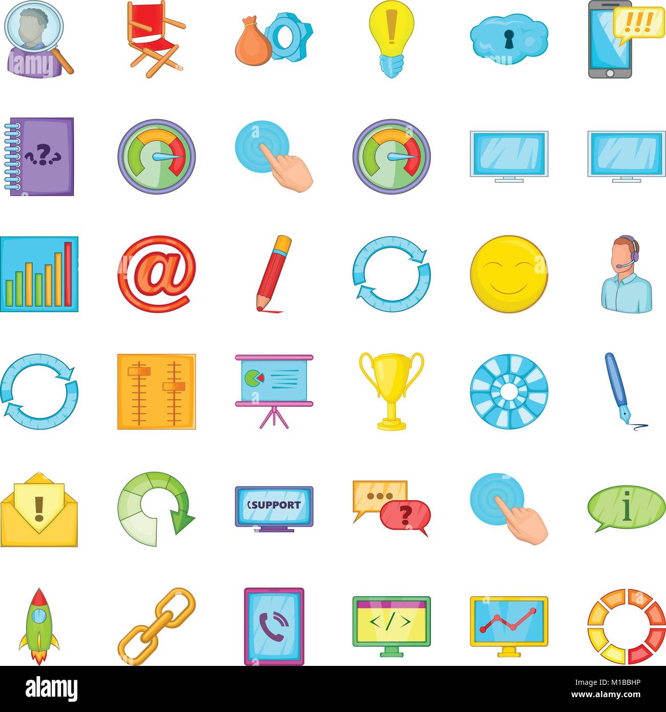 Iconos de administración conjunto, estilo de dibujos animados Imagen Vector  de stock - Alamy