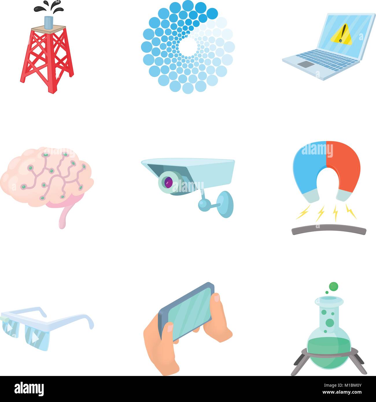 Los iconos de la tecnología de vanguardia, estilo de dibujos animados  Imagen Vector de stock - Alamy