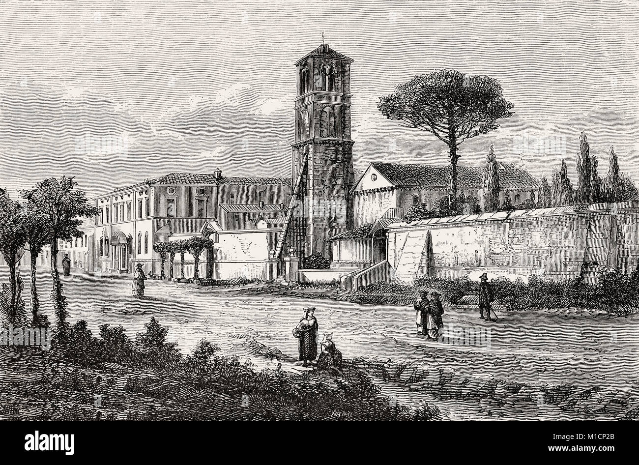 La iglesia de Santa Inés extramuros, en Roma, Italia, del siglo XIX