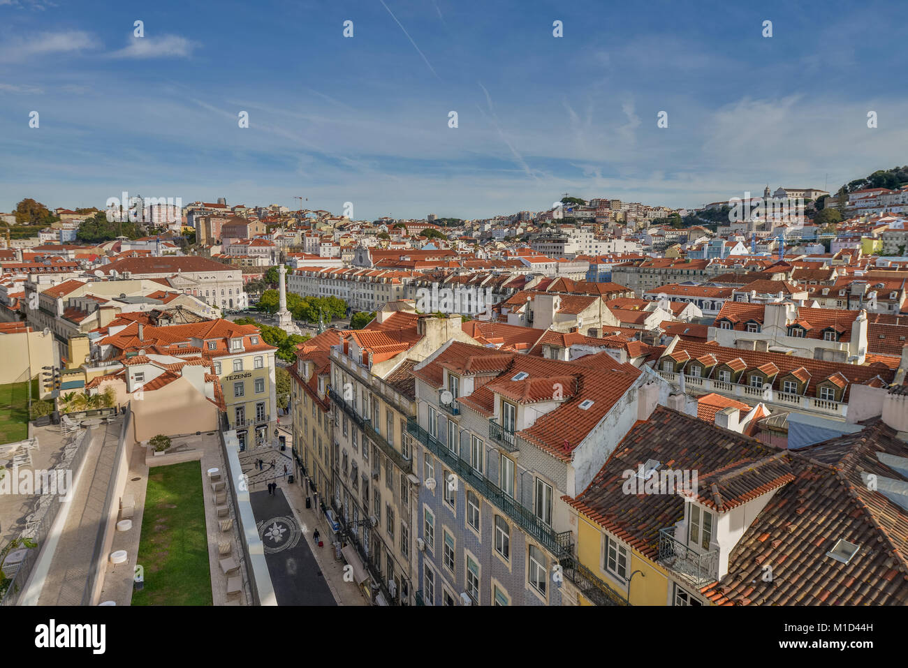 Descripción, casco antiguo de la ciudad, Baixa, Lisboa, Portugal, del Altstadt Uebersicht Lissabon Foto de stock