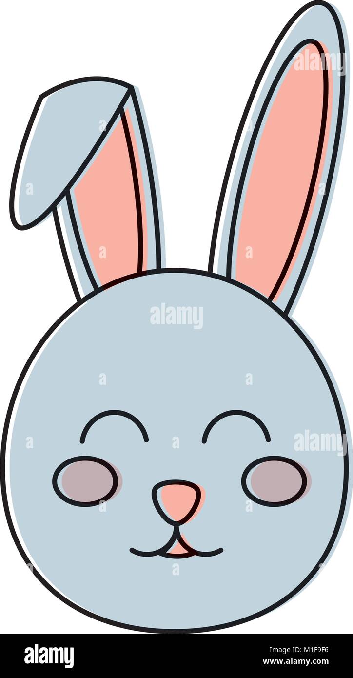 Cute bunny cara animales divertidos dibujos animados Imagen Vector de stock  - Alamy