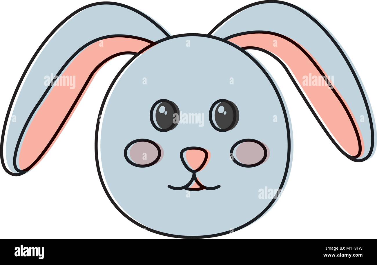 Cute bunny cara animales divertidos dibujos animados Imagen Vector de stock  - Alamy