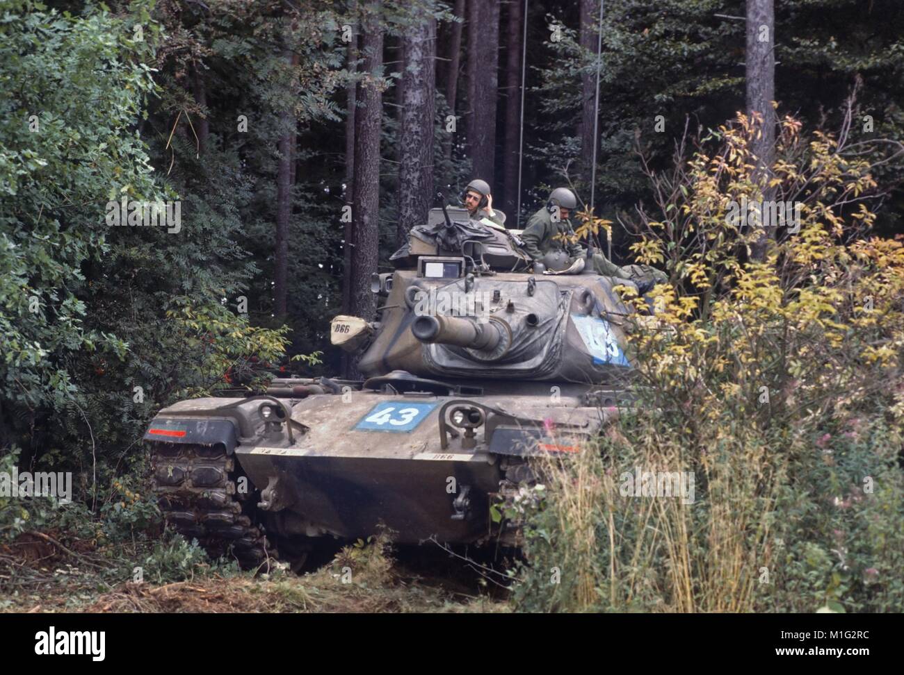US Army, M 60 tanque durante las maniobras militares de la OTAN en Alemania (septiembre de 1986) Foto de stock