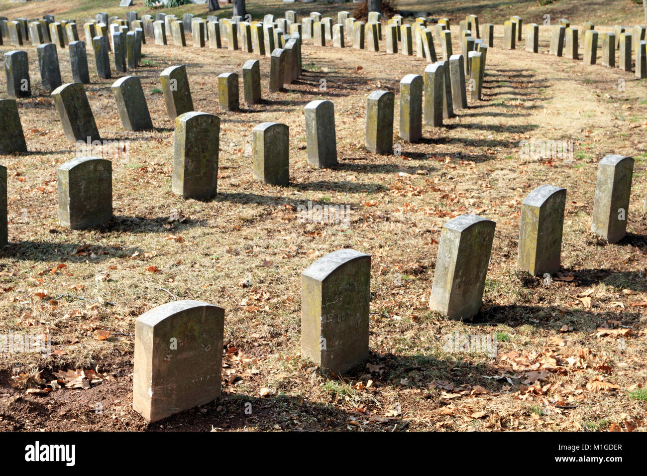 Los soldados de la Guerra Civil americana enterrado en el cementerio de Arlington Memorial Park, Kearny, Nueva Jersey, EE.UU. Foto de stock