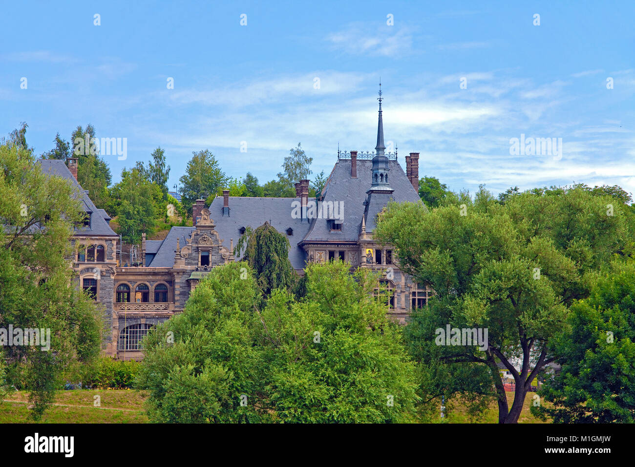 Lieser Castillo, antiguo viñedo hoy un hotel de 5 estrellas en el río Mosela, Lieser, río Mosela, Renania-Palatinado, Alemania, Europa Foto de stock